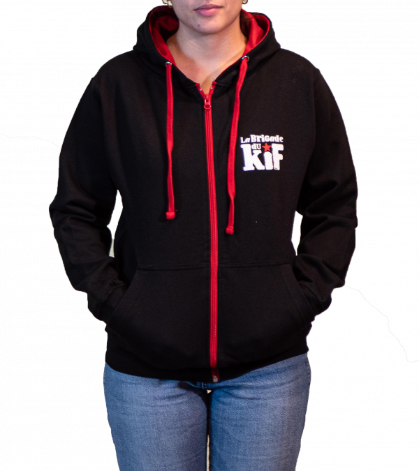 VESTE A CAPUCHE - NOIR AVEC LISERET ROUGE - MIXTE FEMME HOMME – Image 3