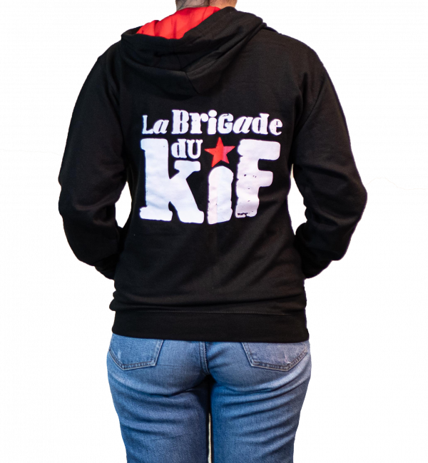 VESTE A CAPUCHE - NOIR AVEC LISERET ROUGE - MIXTE FEMME HOMME – Image 4