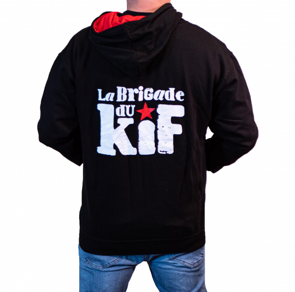 VESTE A CAPUCHE - NOIR AVEC LISERET ROUGE - MIXTE FEMME HOMME – Image 2